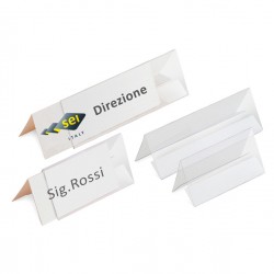 Portanome da tavolo Prisma - 15 x 5 cm - PVC trasparente - Sei Rota - conf. 10 pezzi