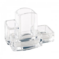 Portacancelleria con portapenne - acrilico - 15 x 10 x 9 cm - trasparente - Lebez