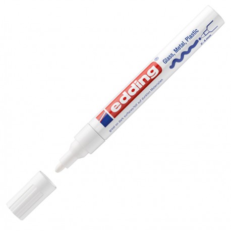 Marcatore permanente a vernice 750 - punta tonda - da 2 a 4 mm - bianco - Edding