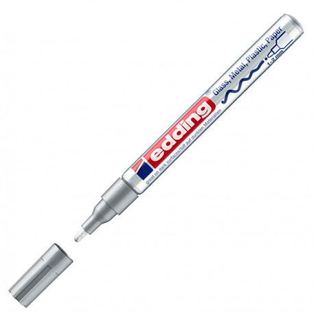 Marcatore permanente a vernice 751 - punta tonda fine - da 1 a 2 mm - argento - Edding