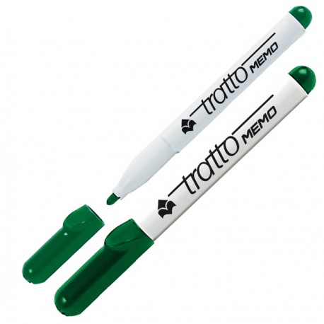 Pennarello Tratto Memo - a secco - per lavagne cancellabili - punta conica - tratto 2,5 mm - verde - Tratto