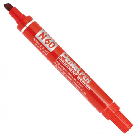Marcatore permanente N60 - punta scalpello - rosso - Pentel