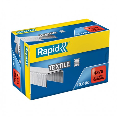 Punti Rapid Super Strong Textile - 43/8 - acciaio zincato - per tessuti - metallo - Rapid - conf. 10000 pezzi