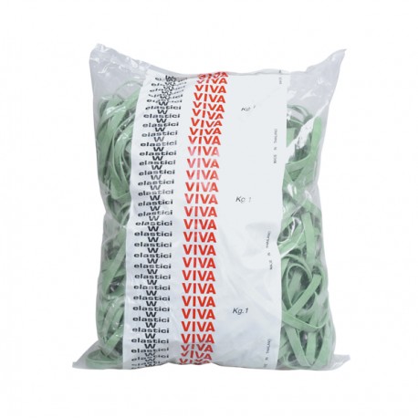 Elastici fettuccia - diametro 10 x 0,5 cm - 1 kg - gomma - verde - Viva