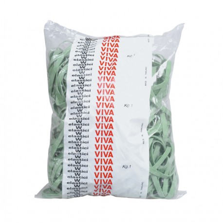 Elastici fettuccia - diametro 15 x 0,8 cm - 1 kg - gomma - verde - Viva