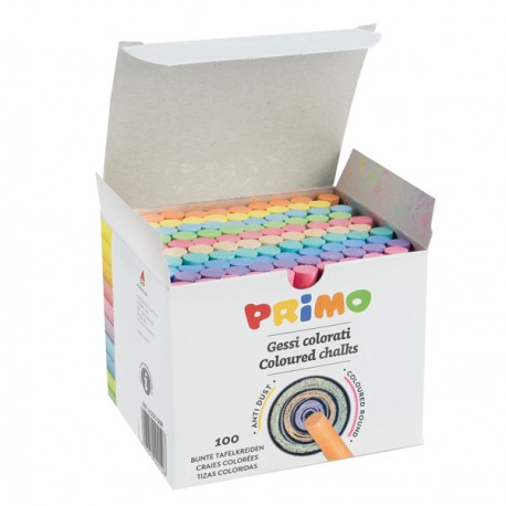 Gessetti tondi - ø 9x80 mm - colorati - Primo - Scatola 100 gessetti tondi