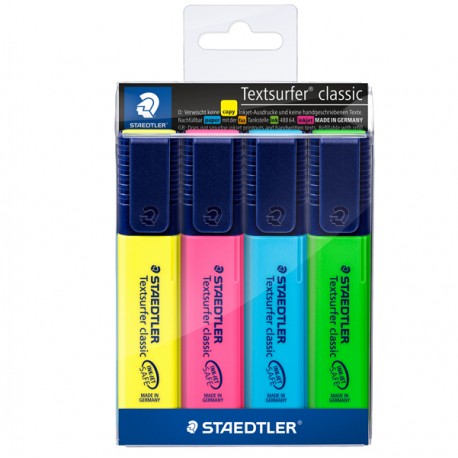 Evidenziatore Textsurfer Classic - punta a scalpello - tratto da 1,0-5,0mm - astuccio 4 colori - Staedtler