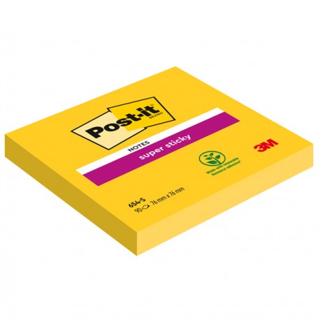 Blocco foglietti Post-it Super Sticky - 654-S - 76 x 76 mm - giallo oro - 90 fogli - Post-it