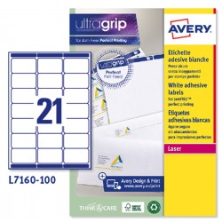 Etichette adesive L7160 - in carta - angoli arrotondati - laser - permanenti - 63,5 x 38,1 mm - 21 et/fg - 100 fogli - bianco - 