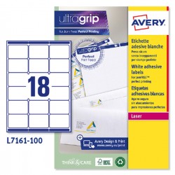 Etichette adesive L7161 - in carta - angoli arrotondati - laser - permanenti - 63,5 x 46,6 mm - 18 et/fg - 100 fogli - bianco - 