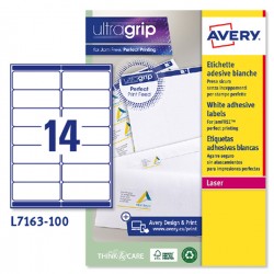 Etichette adesive L7163 - in carta - angoli arrotondati - laser - permanenti - 99,1 x 38,1 mm - 14 et/fg - 100 fogli - bianco - 
