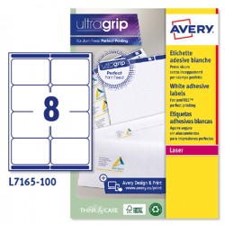 Etichette adesive L7165 - in carta - angoli arrotondati - laser - permanenti - 99,1 x 67,7 mm - 8 et/fg - 100 fogli - bianco - A