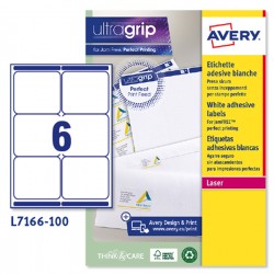 Etichette adesive L7166 - in carta - angoli arrotondati - laser - permanenti - 99,1 x 93,1 mm - 6 et/fg - 100 fogli - bianco - A