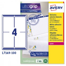 Etichette adesive L7169 - in carta - angoli arrotondati - laser - permanenti - 99,1 x 139 mm - 4 et/fg - 100 fogli - bianco - Av