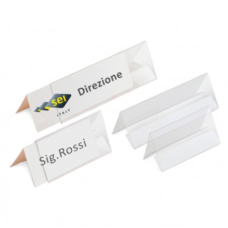 Portanome da tavolo Prisma - 30 x 5 cm - PVC trasparente - Sei Rota - conf. 5 pezzi