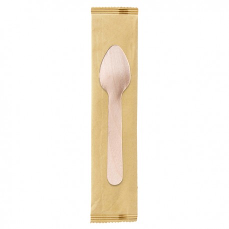Cucchiaini monouso - imbustati singolarmente - 11 cm - legno - Signor Bio
