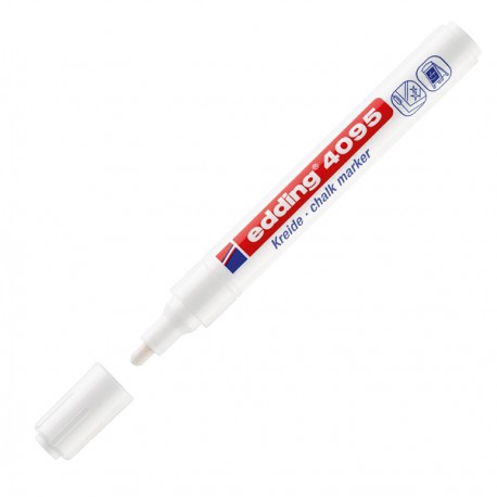 Marcatore a gesso liquido 4095 - punta tonda - da 2 a 3mm - bianco - Edding