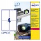 Etichette adesive L4774 - in poliestere - laser - permanenti - 99,1 x 139 mm - 4 et/fg - 20 fogli - bianco - Avery