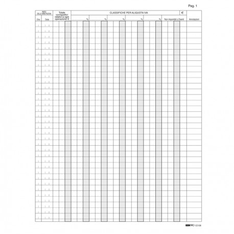 Registro Iva corrispettivi per mancato funzionamento registro cassa - 31 x 24,5cm - 46pg - pagine numerate - Edipro