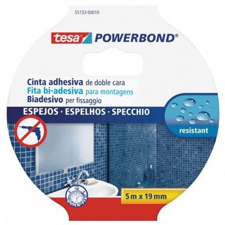 Nastro biadesivo Tesa Powerbond - per specchi - 1,9 cm x 5 m - bianco - Tesa