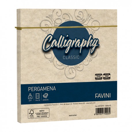 Busta Calligraphy Pergamena - 170 x 170 mm - 90 gr - sabbia 02 - Favini - conf. 25 pezzi