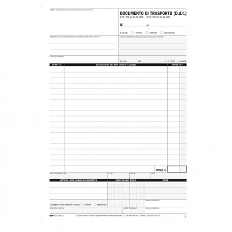 Blocco DDT - 25 fogli 4 copie autoricalcanti - 29,7 x 21cm - Edipro