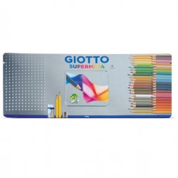 Pastello Supermina - mina 3,8 mm - colori assortiti - Giotto - astuccio in metallo 50 pezzi