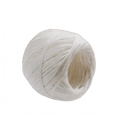 Rotolo di spago - diametro 1 mm - lunghezza 90 m - fibra naturale titolo 2/6 - 100 gr - finitura candido cerato - bianco - Viva 