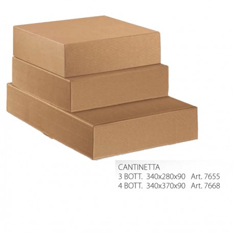 Scatola in cartone Onda avana - fino a 3 bottiglie - 34 x 28 x 9cm - Scotton