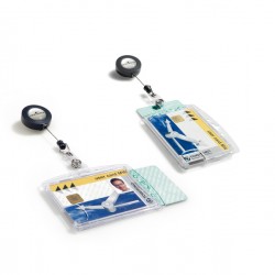Portabadge Duo in acrilico con chiocciola - 2 tessere inseribili - 5,4 x 9 cm - Durable - conf. 10 pezzi