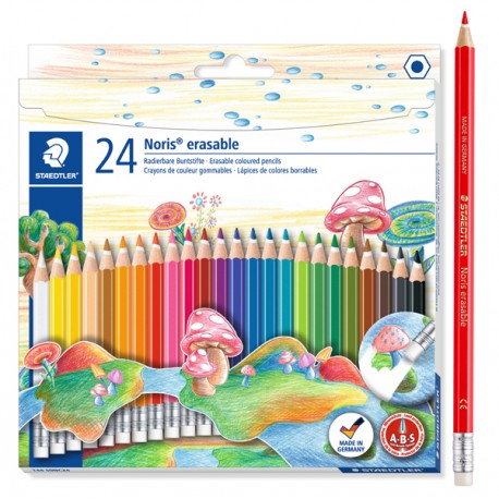 Pastelli colorati Noris cancellabile 144 50 - cancellabili - colori assortiti - Staedtler - astuccio 24 pezzi