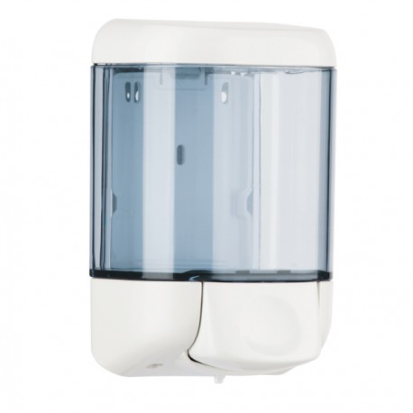 Dispenser da muro per sapone liquido - 12,8x11,2x20,5 cm - capacità 1 L - bianco/azzurro trasparente - Mar Plast