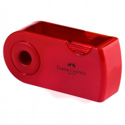 Temperamatite Sleeve con contenitore - 2 fori - con serbatoio - 70x34x20mm - rosso e blu assortiti - Faber-Castell