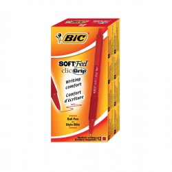 Penne a sfera a scatto Soft Feel - punta 1,0mm - rosso - Bic - conf. 12 pezzi