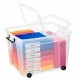 Contenitore multiuso Strata con coperchio e ruote - 58x48x41 cm - PPL - trasparente - 75 L - Cep