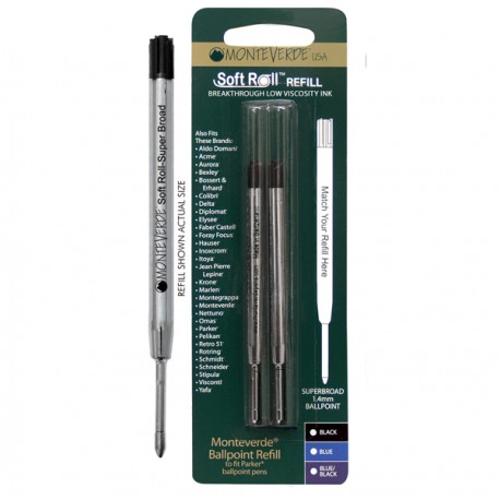 Refill per sfera Parker - punta large - nero - Monteverde - conf. 2 pezzi