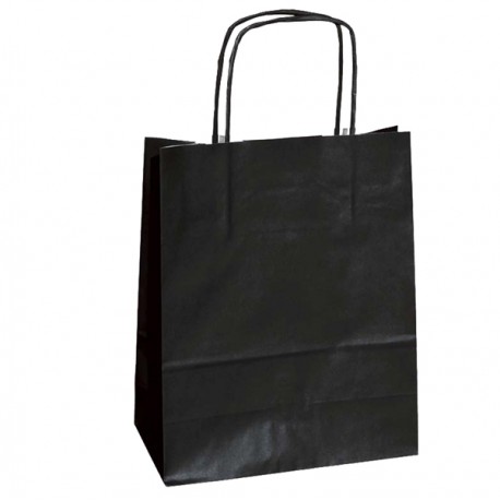 Shopper Twisted - maniglie cordino - 26 x 11 x 34,5 cm - carta kraft - nero - Mainetti Bags - conf. 25 pezzi