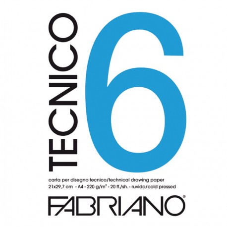 Blocco Tecnico 6 - 25 x 35 cm - 20 fogli - 220gr - ruvido - Fabriano