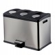 Pattumiera a pedale Multiflux - 59,3x38,2x43 cm - 3 secchi da 12 L ciascuno - inox - Medial