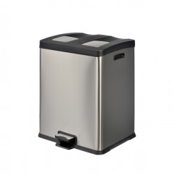 Pattumiera a pedale Multiflux - 49,5 × 45,9 × 63,6 cm - 2 secchi da 30 L ciascuno - inox - Medial