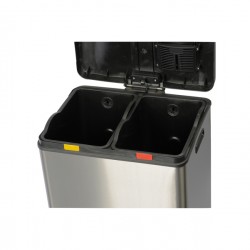 Pattumiera a pedale Multiflux - 49,5 × 45,9 × 63,6 cm - 2 secchi da 30 L ciascuno - inox - Medial