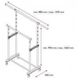 Appendiabiti su ruote Gastone - 2 barre - Perfetto
