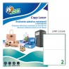 Etichette adesive LP4P - in poliestere - laser - permanenti - 210 x 148 mm - 2 et/fg - 70 fogli - bianco - Tico