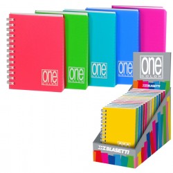 Miniquaderno One Color - A6 - forato - 1 rigo - 80 fogli - 80 gr - spiralato - copertina PPL - Blasetti - expo 14 pezzi
