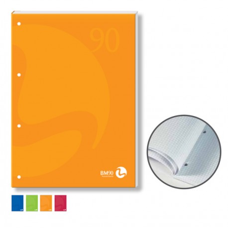 Blocco notes BM90 - A4 - collato lato lungo - 1 rigo - 50fg - 90gr - 4fori - copertina 250gr - BM
