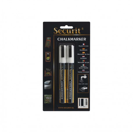 Marcatore a gesso liquido - punta media da 2,00-6,00mm - bianco - Securit - conf. 2 pezzi