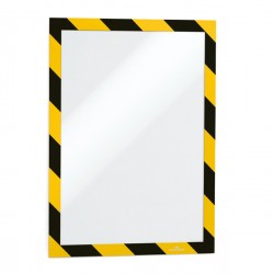 Cornice Duraframe Security - adesiva - pannello magnetico - A4 (21 x 29,7 cm) - giallo/nero - Durable