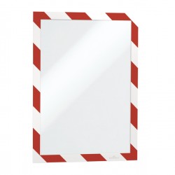 Cornice Duraframe Security - adesiva - pannello magnetico - A4 (21 x 29,7 cm) - rosso/bianco - Durable