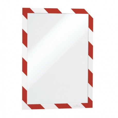 Cornice Duraframe Security - adesiva - pannello magnetico - A4 (21 x 29,7 cm) - rosso/bianco - Durable