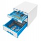 Cassettiera Cube - 28,7 x 27 x 36,3 cm - 4 cassetti - bianco/azzurro - Leitz